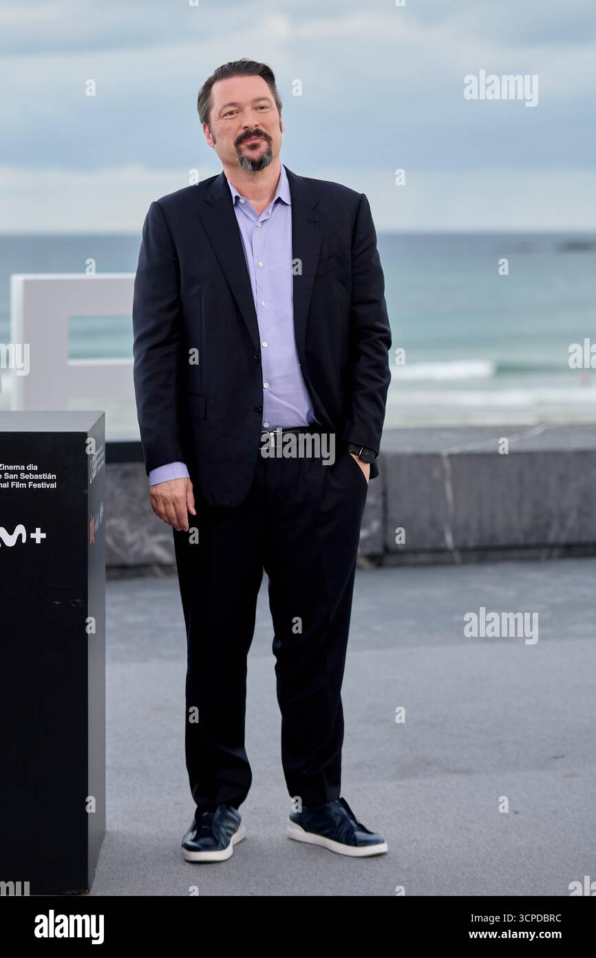 James Vanderbilt assiste au Photocall Nuremberg lors du 73e Festival international du film de San Sebastian Donostia à San Sebastian, en Espagne, le 25 septembre. (Photo de COOLMedia/NurPhoto) crédit : NurPhoto SRL/Alamy Live News Banque D'Images