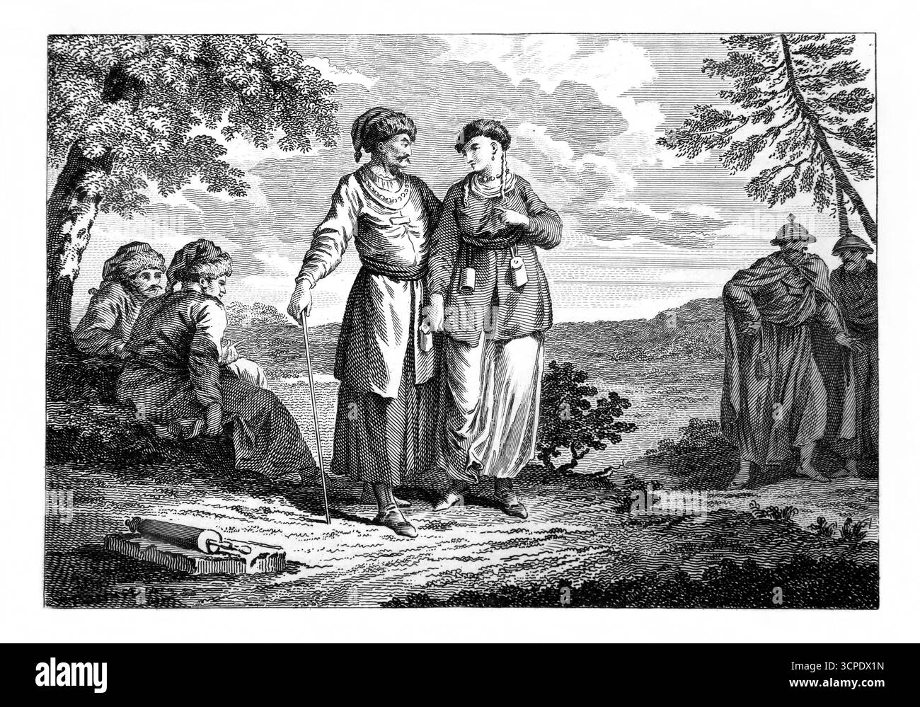 Illustration de Kalmak Tartars 1787 gravée pour Banke's New System of Geography publié par Royal Authority Banque D'Images