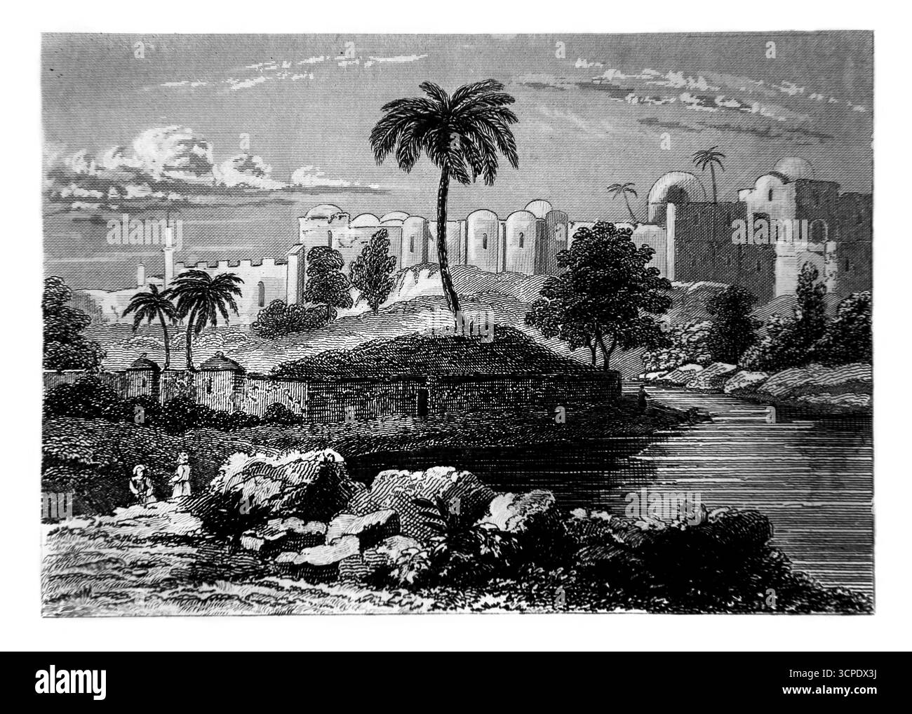 XIXe siècle (1851) gravure de Gaza Palestine Banque D'Images