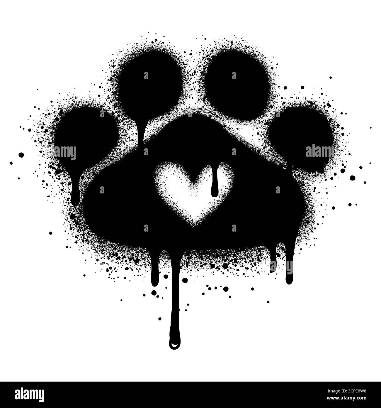 Paw Print dans un style graffiti avec de la peinture en aérosol noire. Illustration de Vecteur