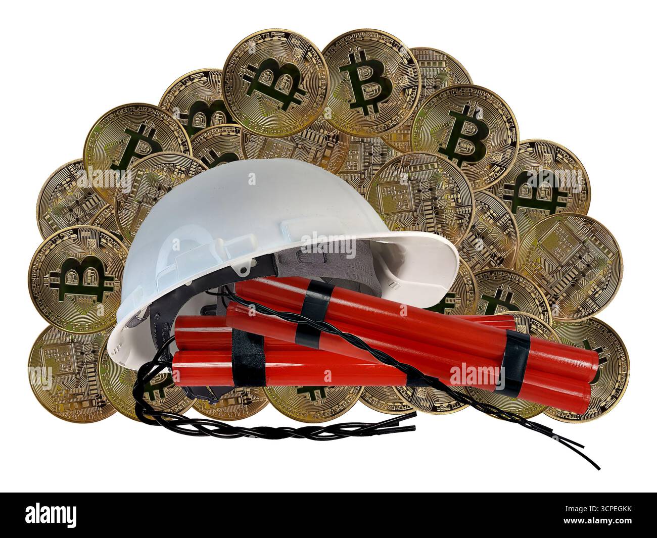 Chapeau de construction avec de la dynamite et des pièces de bit pour montrer le profit de la rénovation et de la construction et de la destruction Banque D'Images
