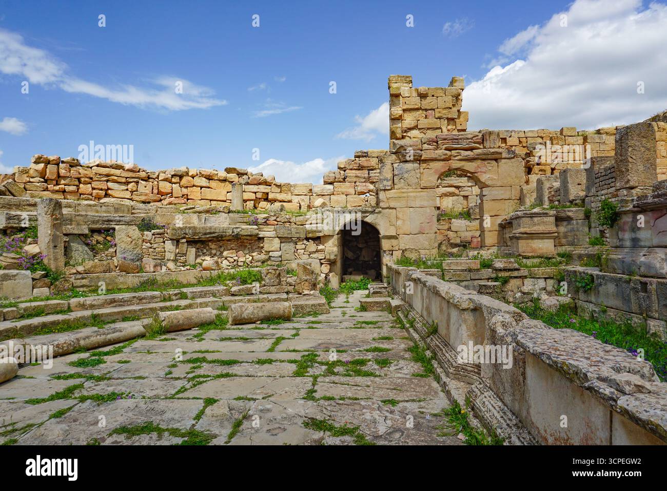 Ruines romaines, Madaure, Souk Ahras, Algérie Banque D'Images