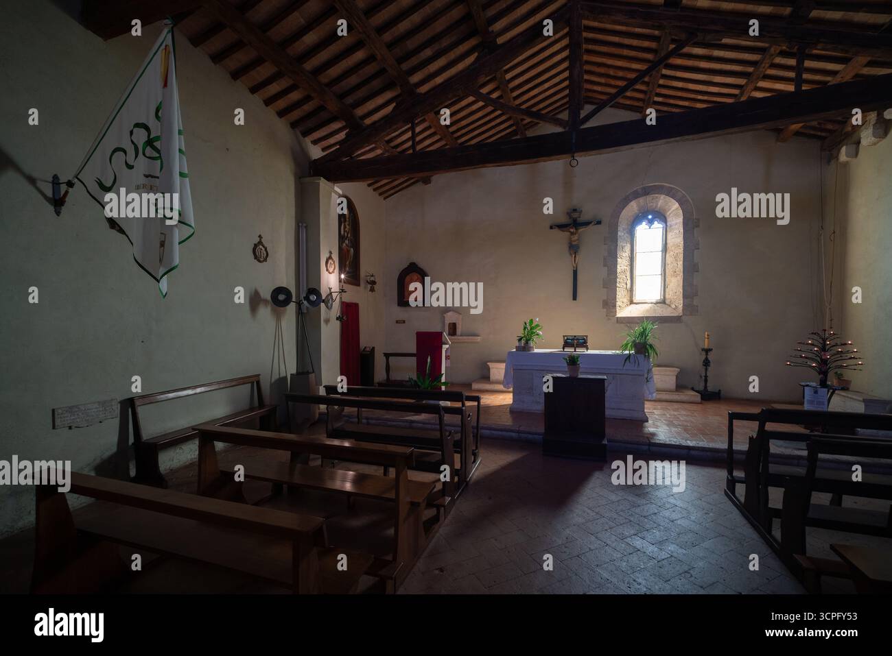 San Biagio a Vignoni, église de style roman à Vignoni a San Quirico d'Orcia dans la province de Sienne, Italie Banque D'Images