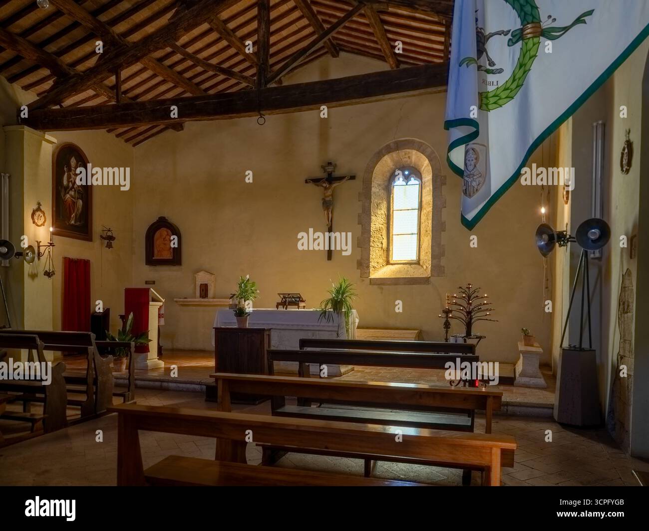 San Biagio a Vignoni, église de style roman à Vignoni a San Quirico d'Orcia dans la province de Sienne, Italie Banque D'Images