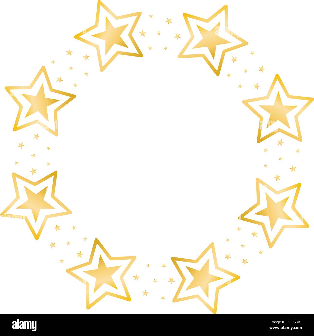 Cadre rond d'étoiles brillantes dorées. La bordure circulaire de l'étoile symbolise le succès, la victoire et la récompense. Graphiques vectoriels Illustration de Vecteur