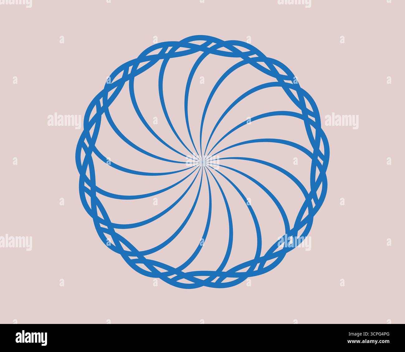 Mandala circulaire bleue en spirale avec bordure tressée, design géométrique élégant Illustration de Vecteur