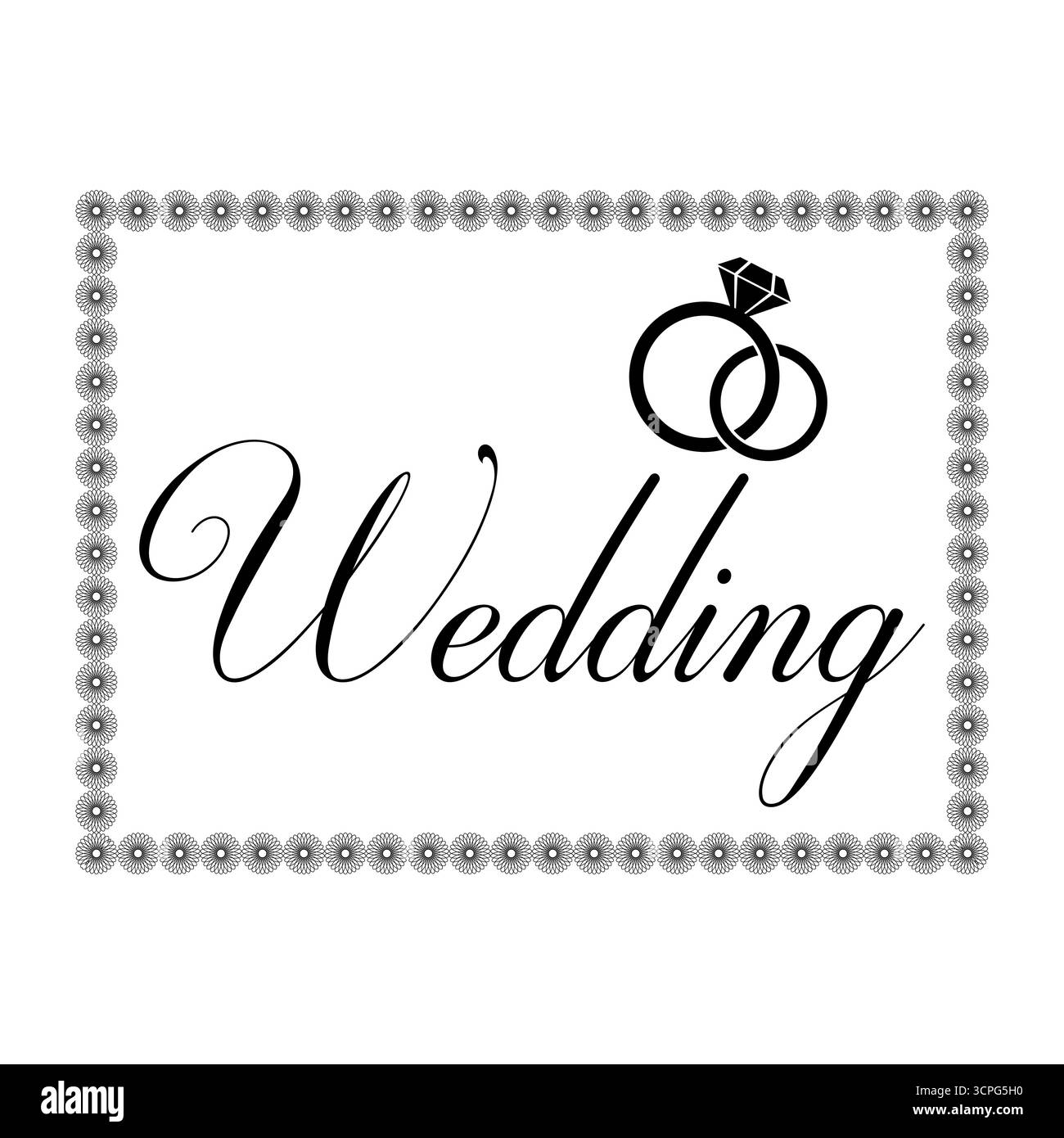 Calligraphie de mariage élégante avec bagues en diamant et bordure florale, design d'invitation classique Illustration de Vecteur Calligraphie de mariage élégante avec bagues en diamant et bordure florale, design d'invitation classique Illustration de Vecteur