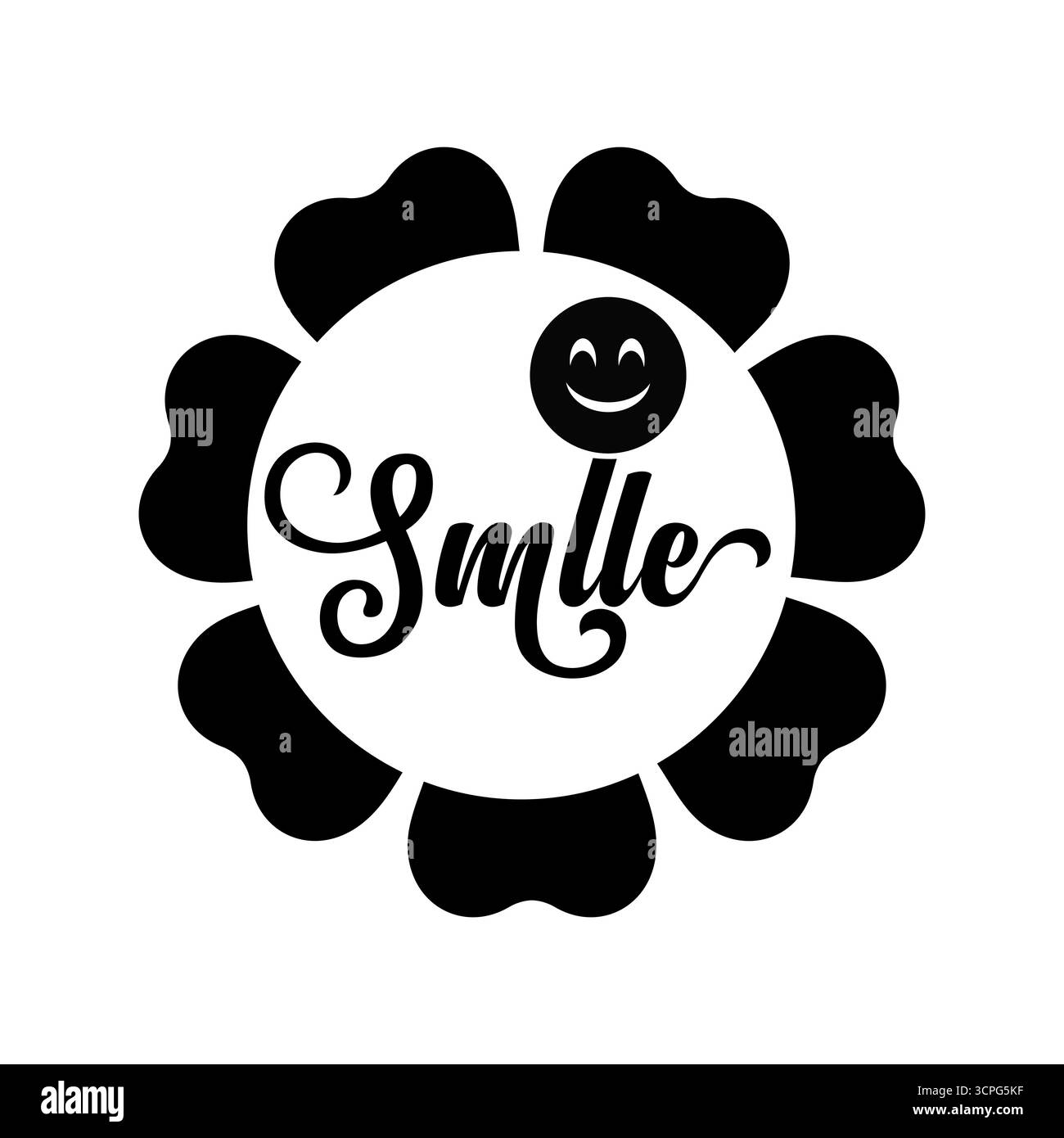 Conception de logo de sourire mignon, emblème de fleur avec silhouette de visage heureux Illustration de Vecteur Conception de logo de sourire mignon, emblème de fleur avec silhouette de visage heureux Illustration de Vecteur