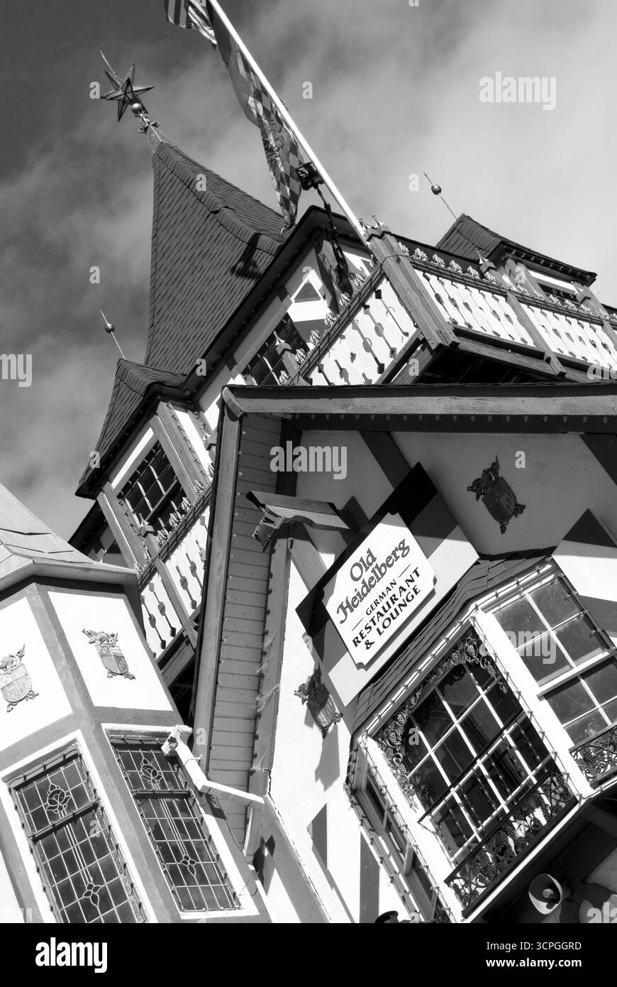 Architecture de style alpin inclinée à Helen, Géorgie, États-Unis, un village d'inspiration bavaroise dans les Blue Ridge Mountains. Banque D'Images