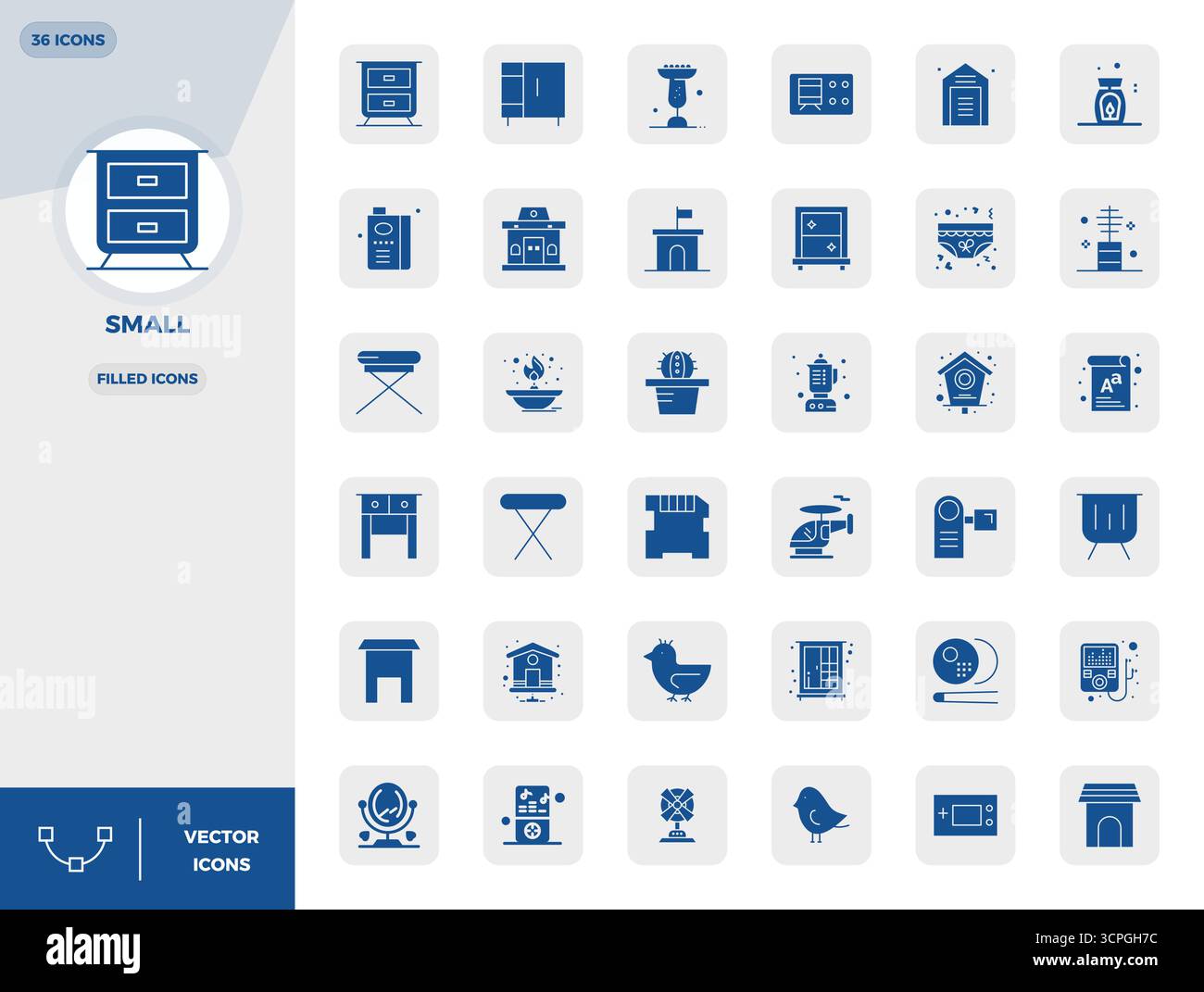 Cette collection dispose de 36 icônes vectorielles pleines de PIXELS parfaites adaptées au petit thème, optimisées au format 128x128 pour la conception numérique. Illustration de Vecteur