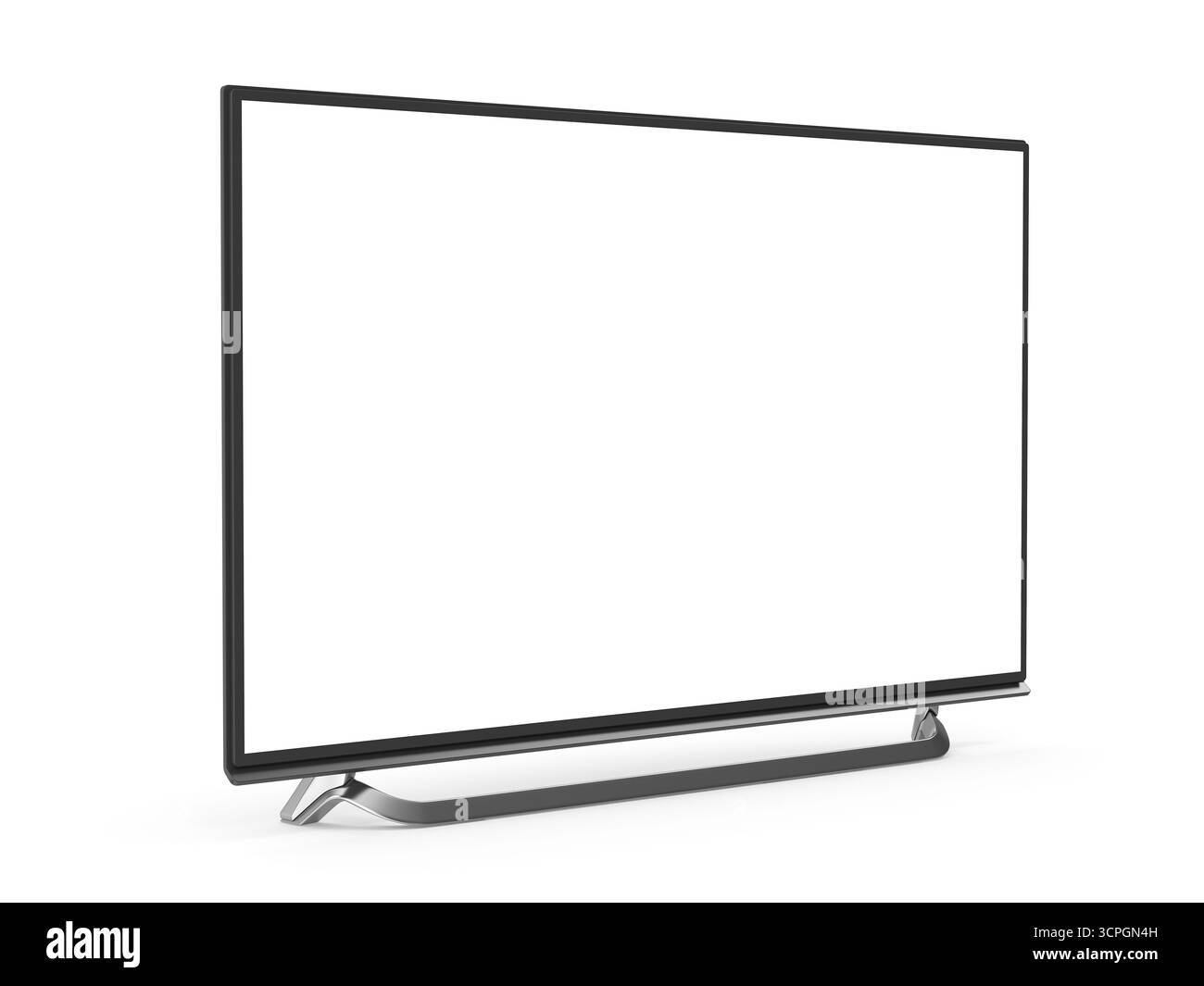 Télévision moderne à écran plat isolée sur blanc Banque D'Images