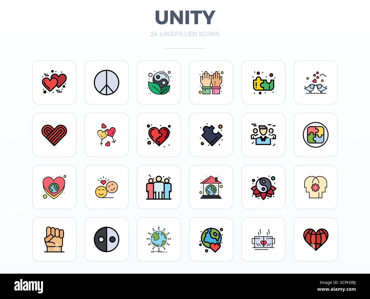 Pack essentiel d'icônes vectorielles parfaites de 24 PIXELS pour Unity au format LineFill, dimensionné à 128x128 pour des performances et une évolutivité optimales. Illustration de Vecteur
