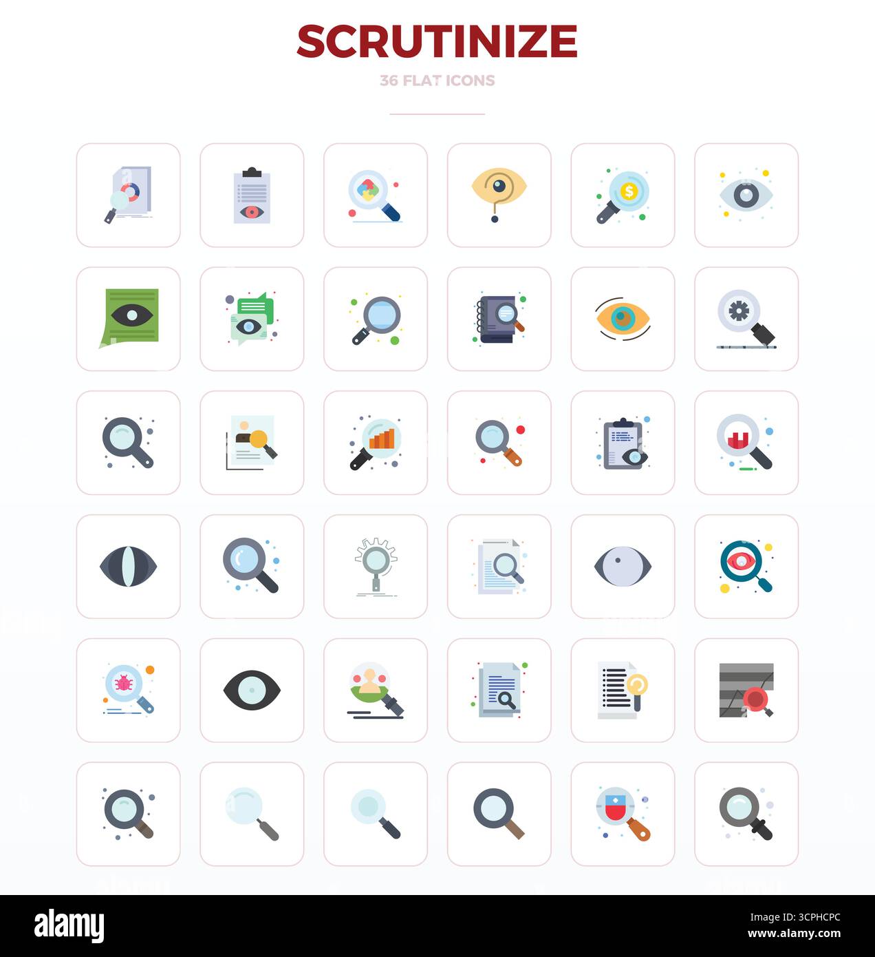 Collection haute performance de 36 icônes vectorielles minimales Flat pour scruter, conçue avec une résolution parfaite de 128x128 PIXELS pour une interface utilisateur optimale Illustration de Vecteur