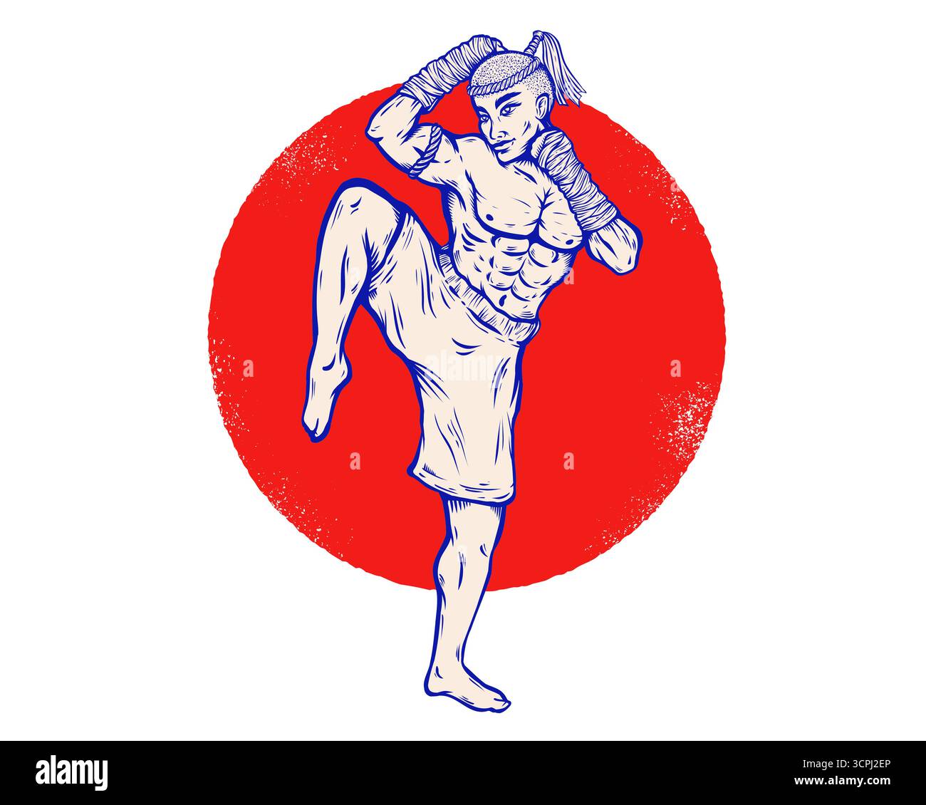Illustration vectorielle de combattant thaïlandais pour le club de combat. Illustration vectorielle de combattant pour le club de Muay Thai. Martial à travers Illustration de Vecteur