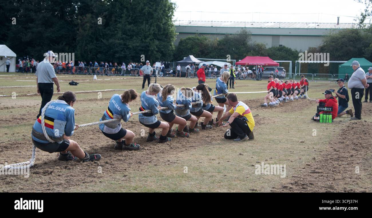 Tug War, équipe féminine de Belgique en action, aux Championnats du monde Banque D'Images
