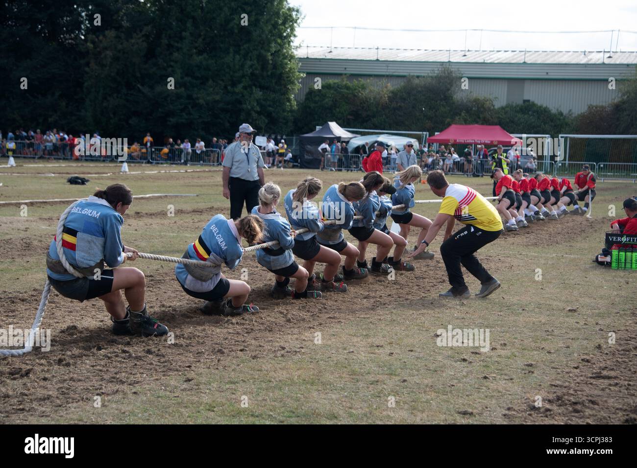 Tug War, équipe féminine de Belgique en action, aux Championnats du monde Banque D'Images