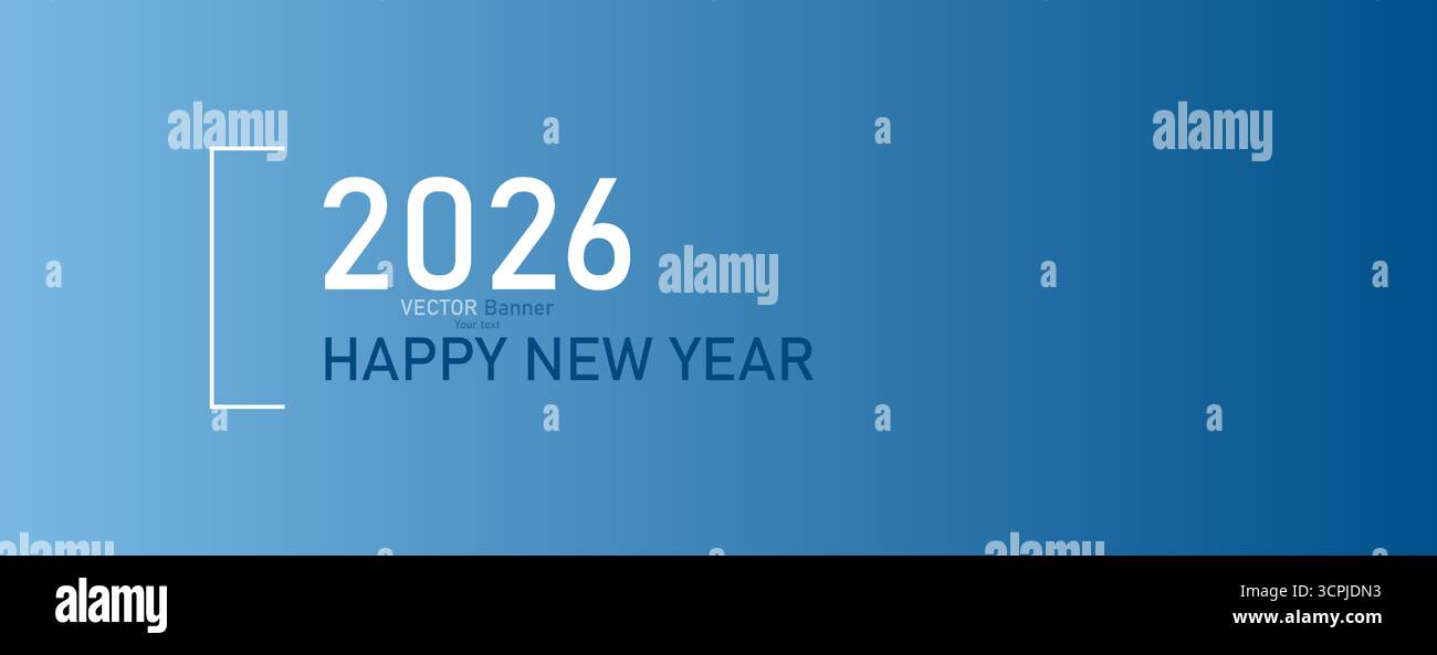 Inscription bonne année avec les numéros 2026 sur fond bleu. Illustration de Vecteur