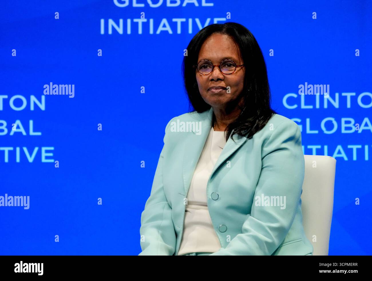 New York, États-Unis. 26 septembre 2025. Priscilla Sims Brown Présidente et PDG de la banque Amalgamated lors de la Clinton Global Initiative 2025, qui s'est tenue au Hilton de New York, le jeudi 25 septembre 2025. Crédit : Jennifer Graylock/Alamy Live News Banque D'Images