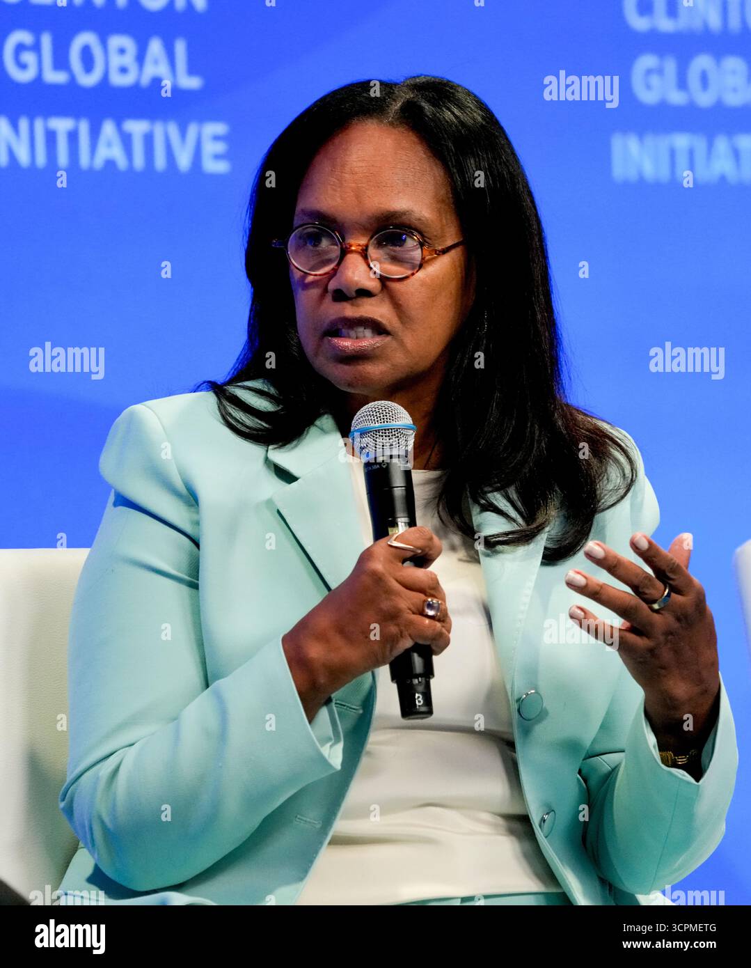 Priscilla Sims Brown Présidente et PDG de la banque Amalgamated lors de la Clinton Global Initiative 2025, qui s'est tenue au Hilton de New York, le jeudi 25 septembre 2025. Photo de Jennifer Graylock-Alamy Banque D'Images