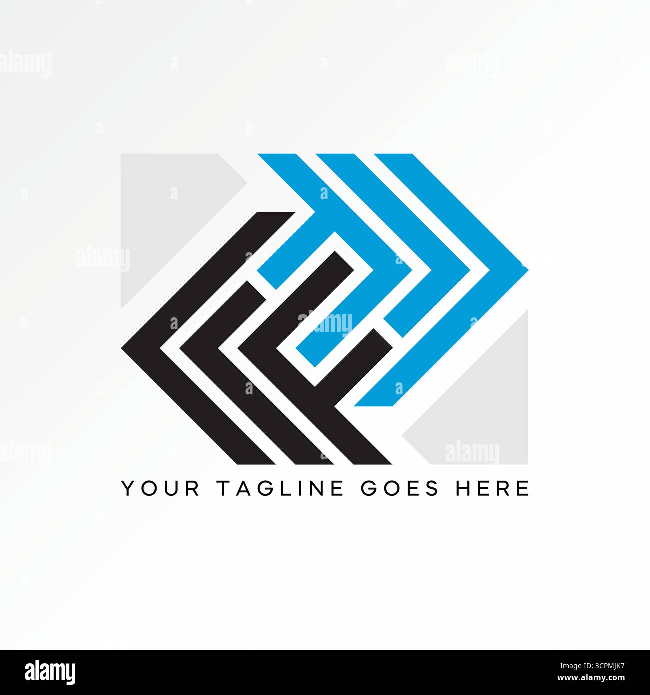 Conception de logo concept graphique créatif premium vecteur image stock top vendre lettre F ou RRP ligne font flip line motif motif ornement numérique futuriste Illustration de Vecteur