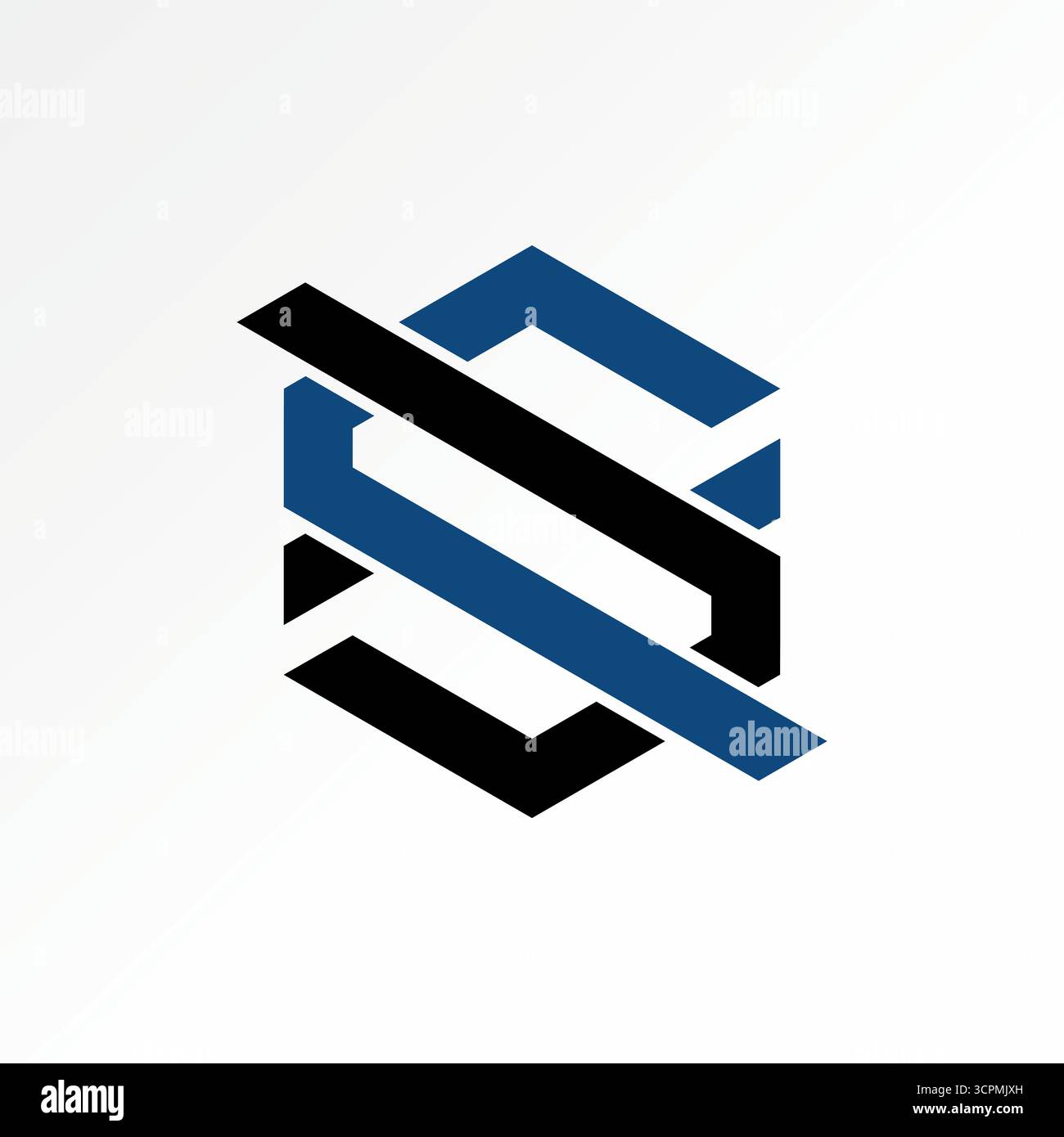 Conception de logo concept graphique créatif premium vecteur image stock top vendre initial S ou 8 polices ligne hexagonale coupant l'infini flip au sport monogramme tech Illustration de Vecteur