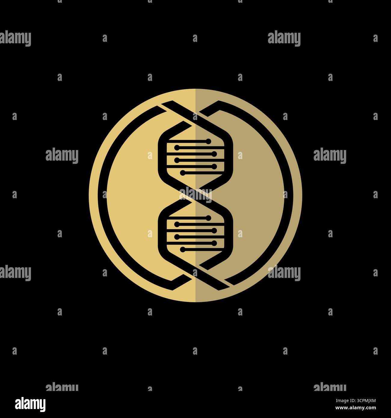 Conception de logo concept graphique créatif premium vecteur image stock haut de gamme ligne de vente hexagone ADN sur cercle santé générique chaîne de science hélice atome de chimie Illustration de Vecteur