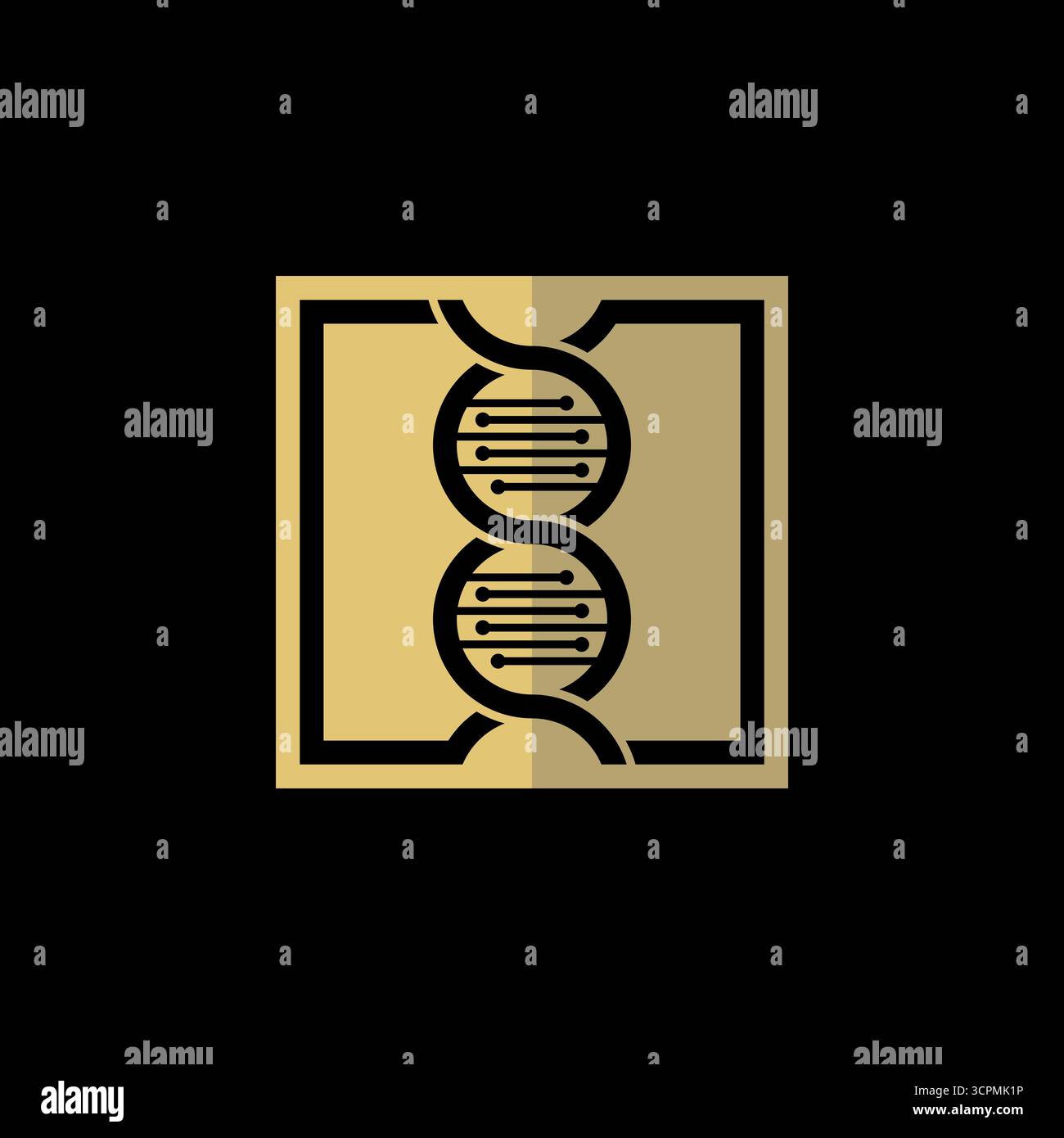 Conception de logo concept graphique créatif premium vecteur image stock top vente ligne cercle ADN sur carré santé générique chaîne de science Helix atome de chimie Illustration de Vecteur