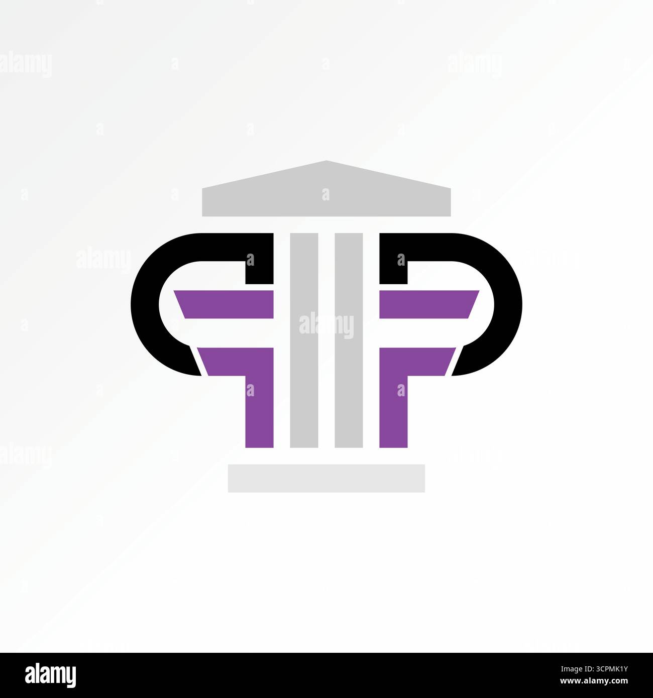 Conception de logo concept graphique créatif premium image stock vectorielle top vendre la police P ou PP initiale avec la légalité de la loi de pilier de construction au bureau de justice de l'entreprise Illustration de Vecteur
