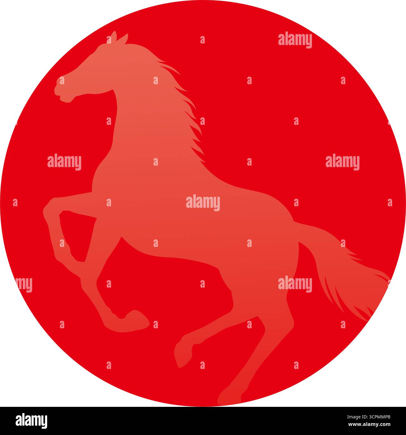 L'année du cheval symbole du zodiaque chinois avec Une silhouette de cheval dansant et lever de soleil isolé sur Un fond blanc. Illustration vectorielle. Illustration de Vecteur