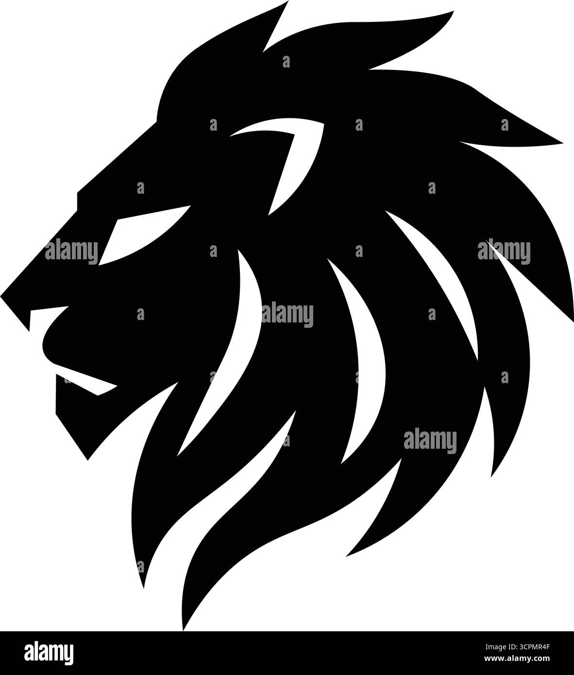 Art vectoriel de la silhouette de tête de lion, un symbole du logo de courage Illustration de Vecteur