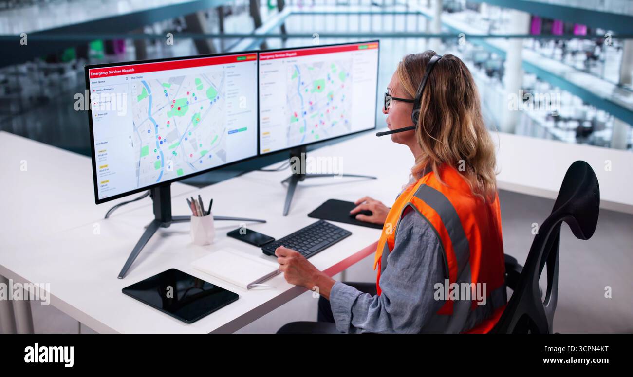 Centre d'appels d'urgence : 112 Service de communication de gestion des incendies Banque D'Images