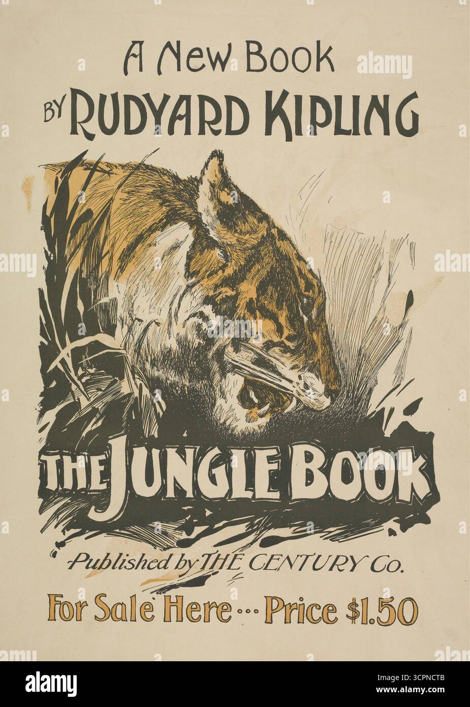 Couverture de livre vintage du livre de la jungle par Rudyard Kipling Banque D'Images
