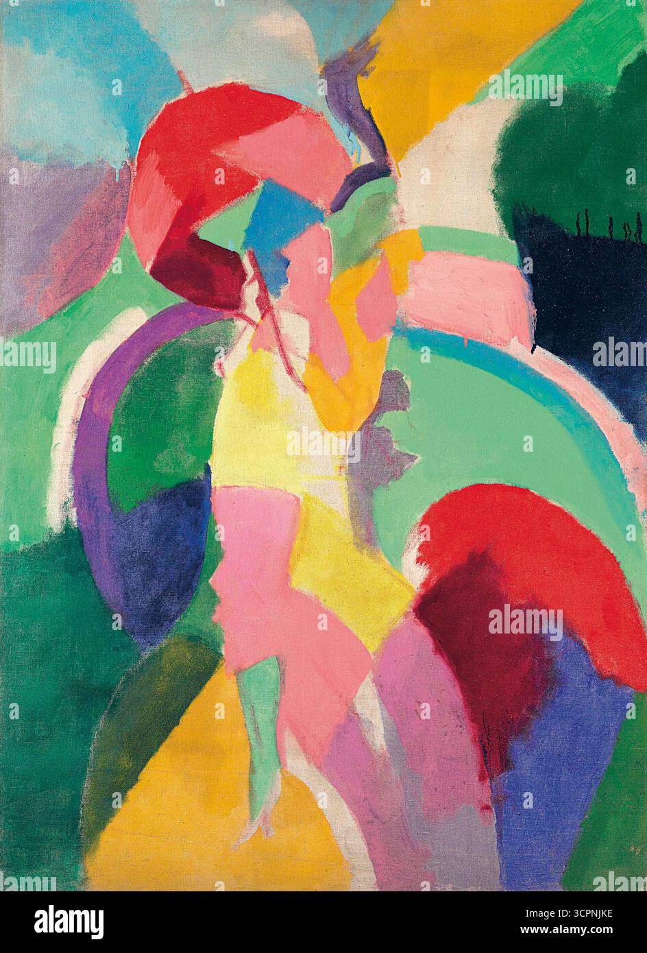 Femme avec un parapluie ou la femme parisienne. Musée : COLLECTION PRIVÉE. Auteur : Robert Delaunay. Banque D'Images