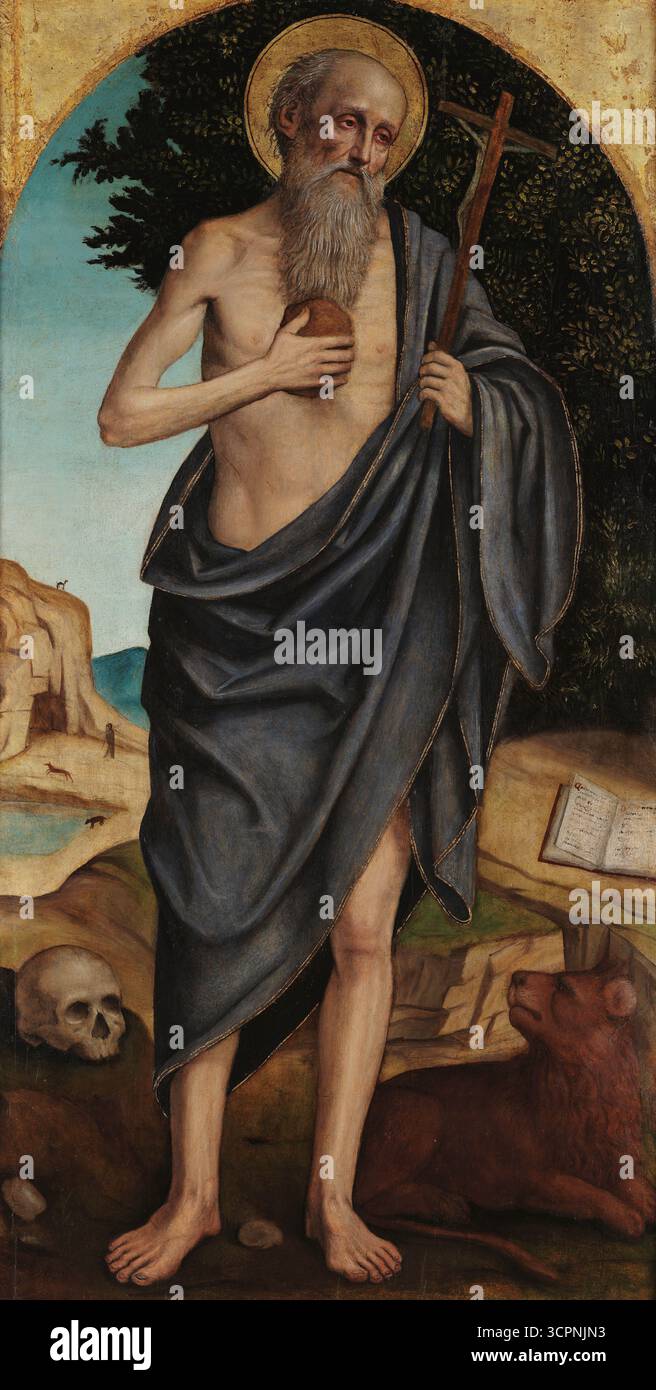 Saint Jérôme. Musée : Pinacoteca del Castello Sforzesco, Milan. Auteur : Ambrogio Bergognone. Banque D'Images