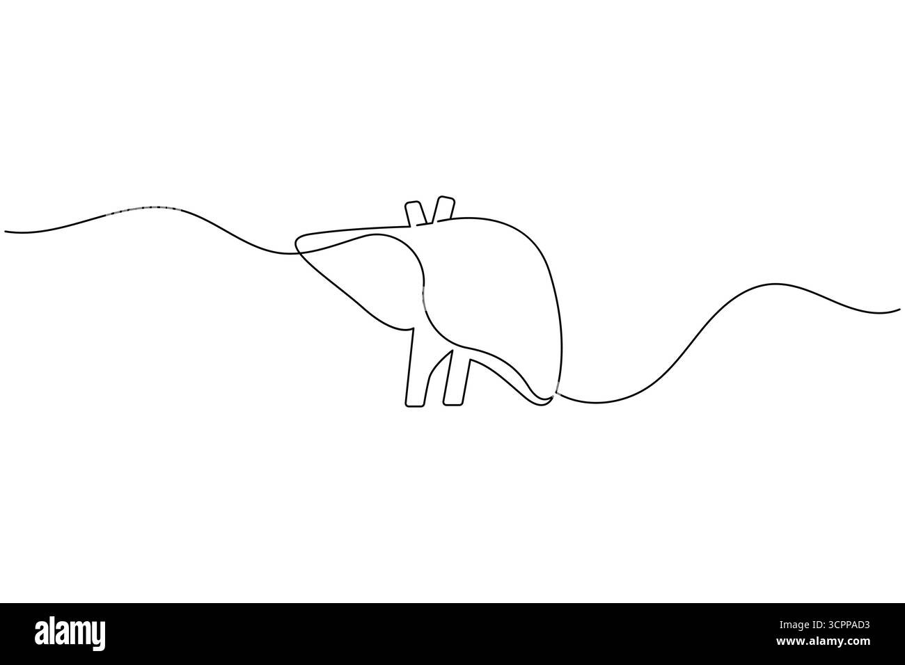 Anatomie hépatique en dessin continu à une ligne. illustration vectorielle d'isolation de concept d'organe humain Illustration de Vecteur