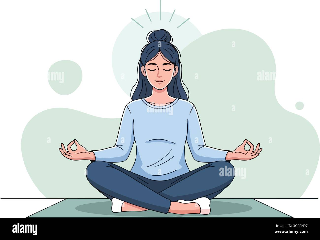 Illustration minimaliste d'une femme méditant en position Lotus Illustration de Vecteur