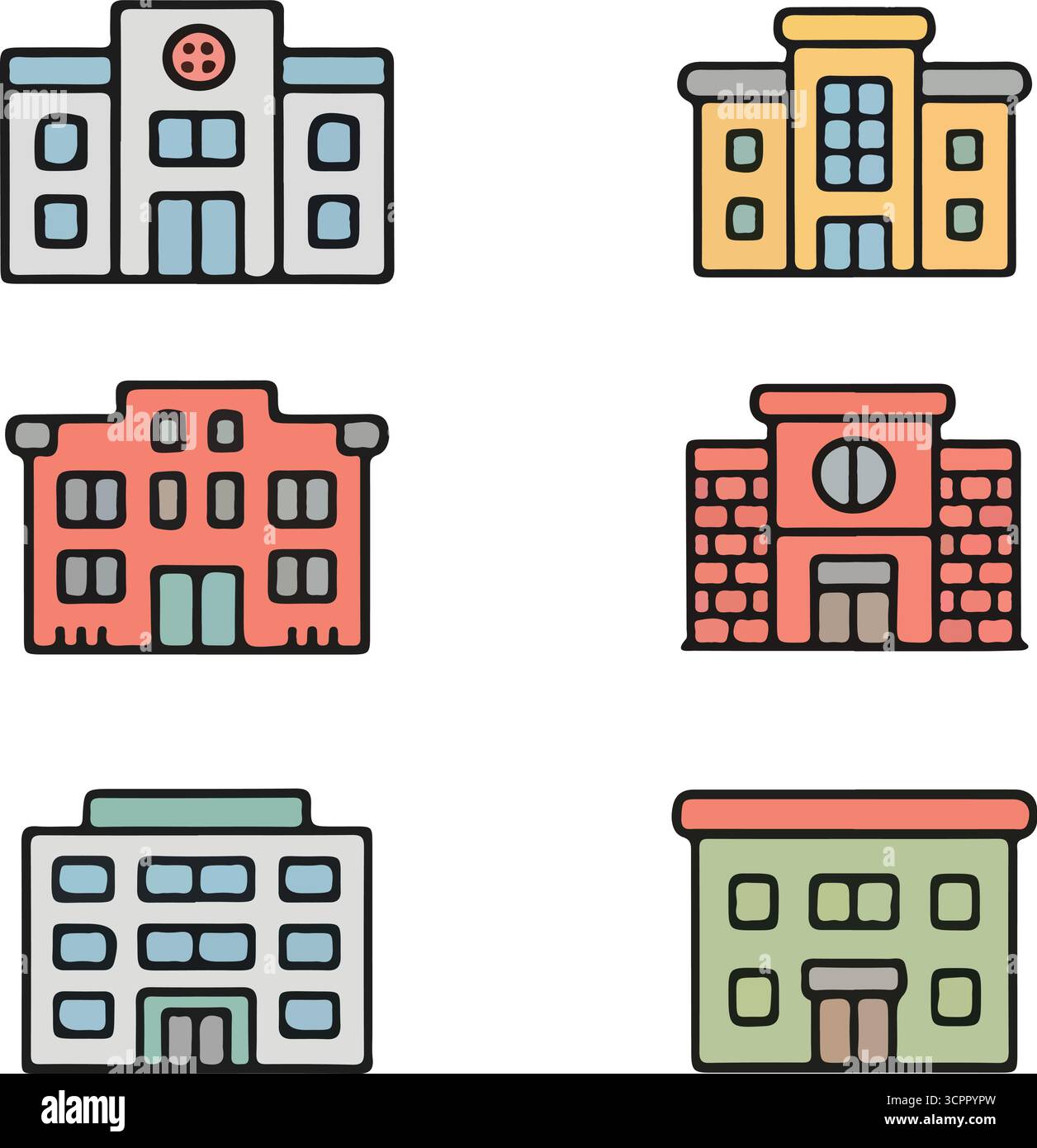 Illustrations des ensembles d'icônes de bâtiments hospitaliers Illustration de Vecteur