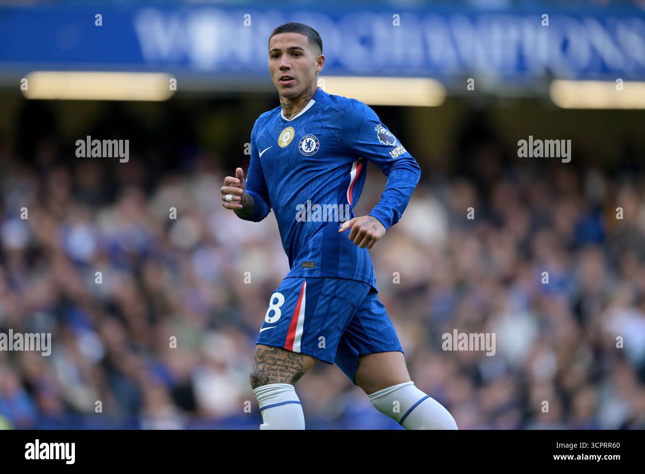 Londres, Royaume-Uni. 27 septembre 2025. Enzo Fernandez de Chelsea lors du match de premier League Chelsea vs Brighton & Hove Albion à Stamford Bridge Londres. Cette image est RÉSERVÉE à UN USAGE ÉDITORIAL. Licence requise de Football DataCo pour toute autre utilisation. Crédit : MARTIN DALTON/Alamy Live News Banque D'Images