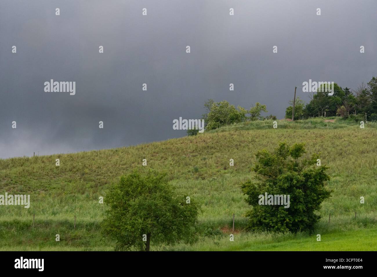 Une vue sur la campagne italienne, depuis la route, entre Venise et Montepulciano. Banque D'Images