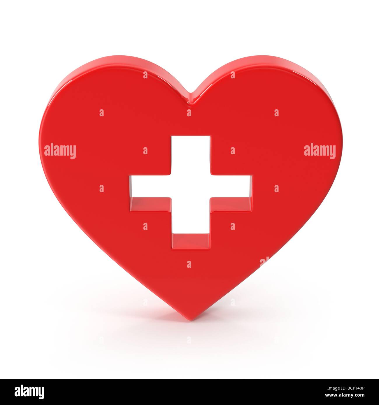Cœur rouge avec symbole de soins de santé en croix blanche Banque D'Images