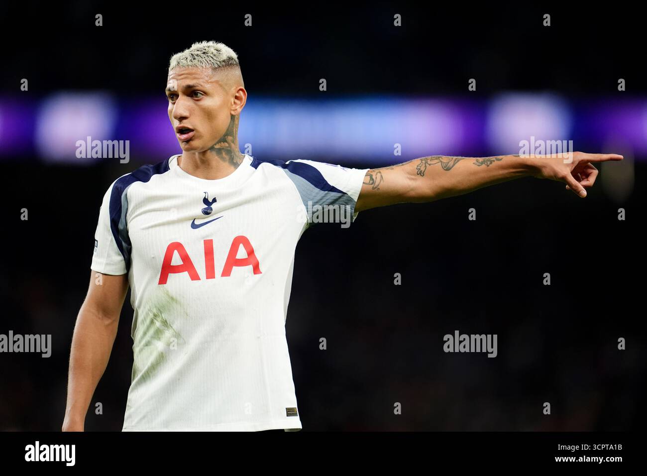 Richarlison de Tottenham Hotspur lors du match de premier League au Tottenham Hotspur Stadium de Londres. Date de la photo : samedi 27 septembre 2025. Banque D'Images