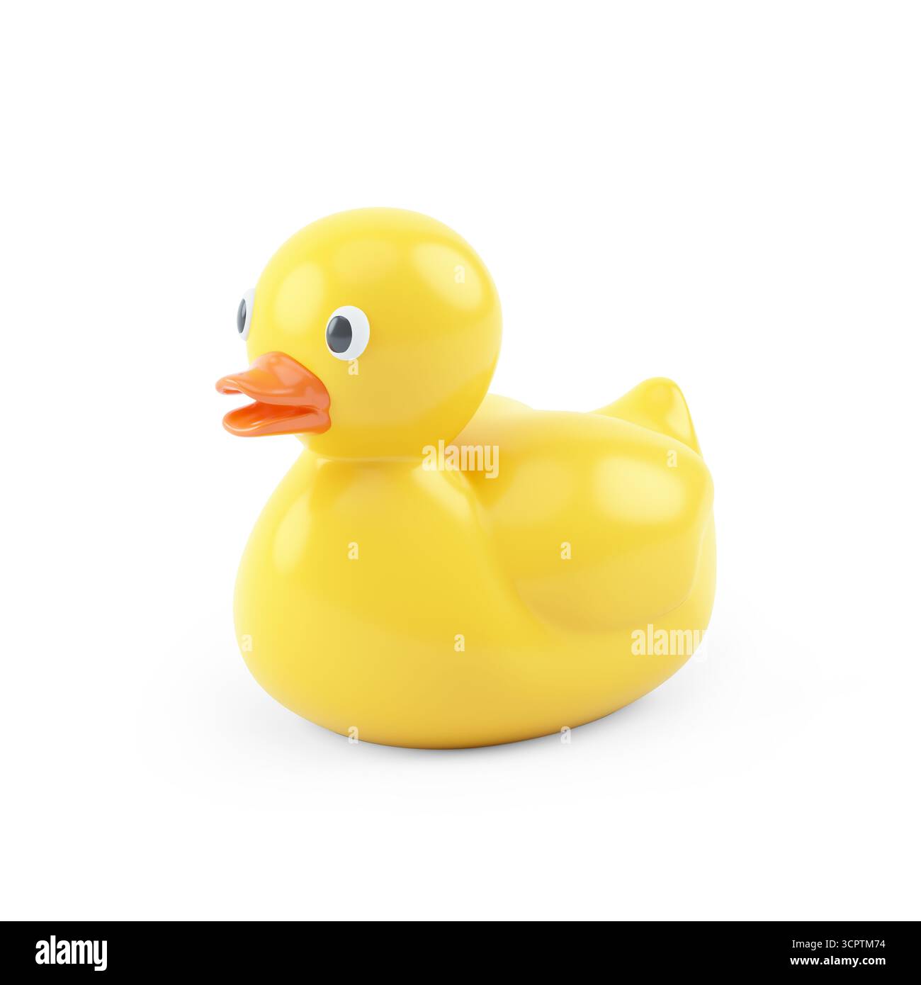 illustration 3d d'un canard en plastique jaune, isolé sur fond blanc Banque D'Images