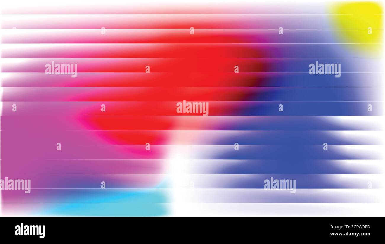 Superposer des rayures arc-en-ciel horizontales colorées abstraites et des couleurs néon avec néon fractal en verre nervuré. Illustration de Vecteur
