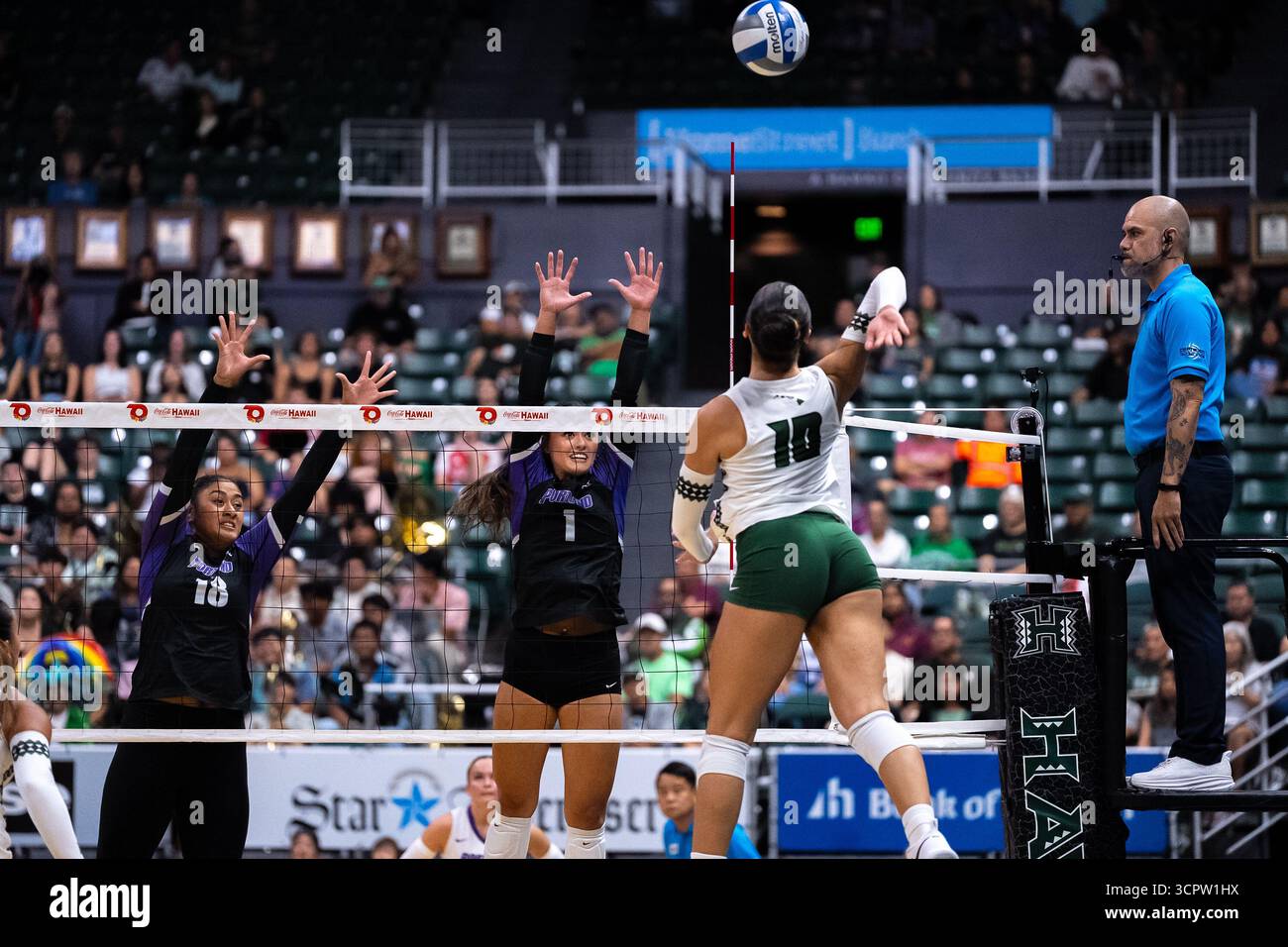 Portland vs Hawaii di Women's Volleyball Game : Rainbow Wahine gagne 3-2 Banque D'Images