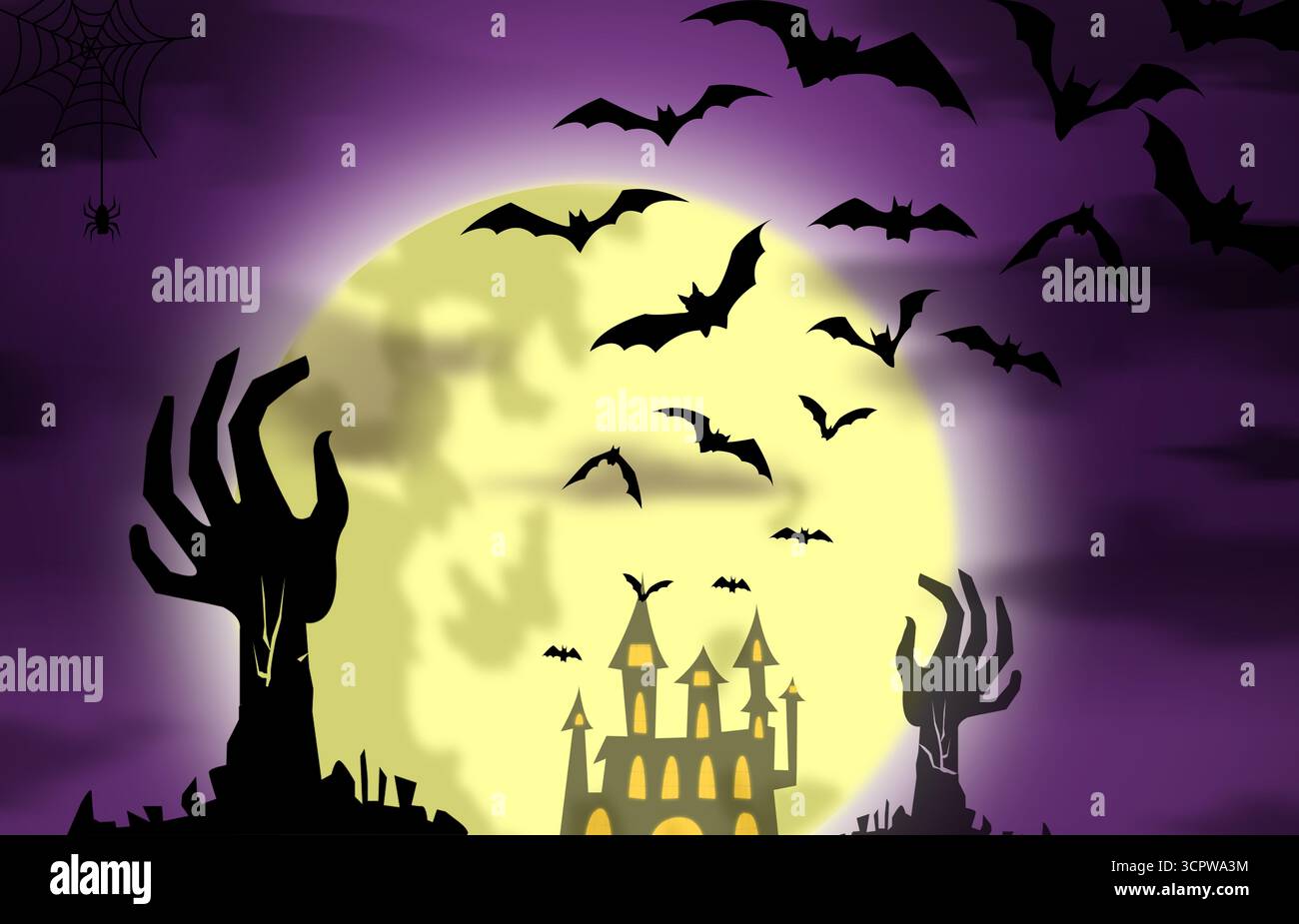 hallowwen fond de lune bat horreur fond fantôme Banque D'Images