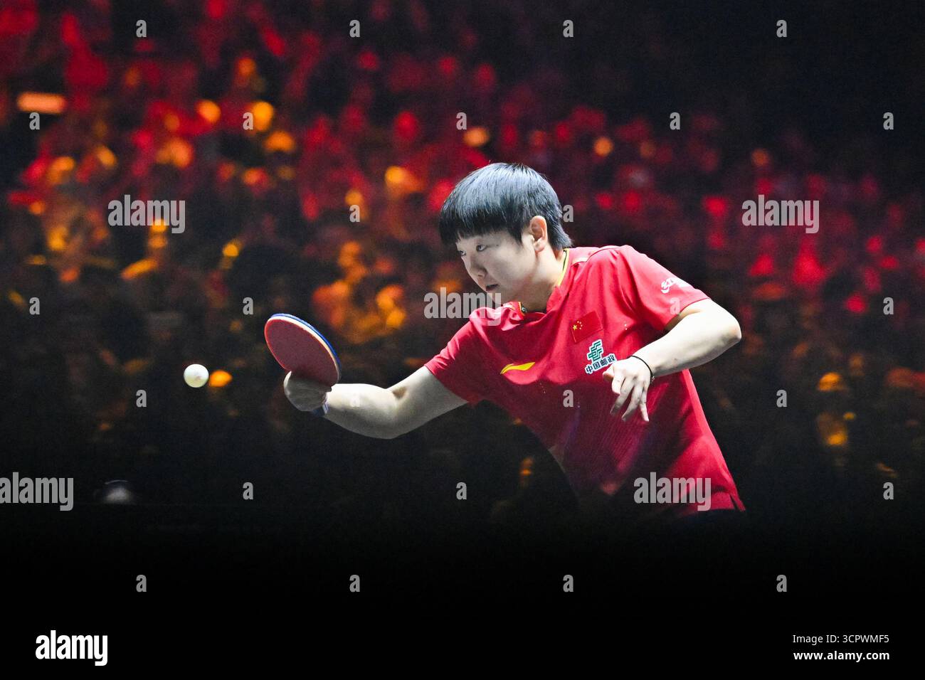 Sun Yingsha, de Chine, fait son retour lors de la ronde de simple féminine de 32 entre Sun Yingsha, de Chine, et Miu HIRANO, du Japon, au Grand Smash mondial de tennis de table (WTT) en Chine dans le parc Shougang de Pékin, le 28 septembre 2025. Beijing, Chine.28 septembre 2025. Le Chinois Sun Yingsha bat le Japonais Miu HIRANO 3-1 dans la ronde en simple féminine de 32 au World table Tennis (WTT) China Grand Smash dans le parc Shougang de Pékin, le 28 septembre 2025. Crédit : Zhao Wenyu/China News Service/Alamy Live News Banque D'Images