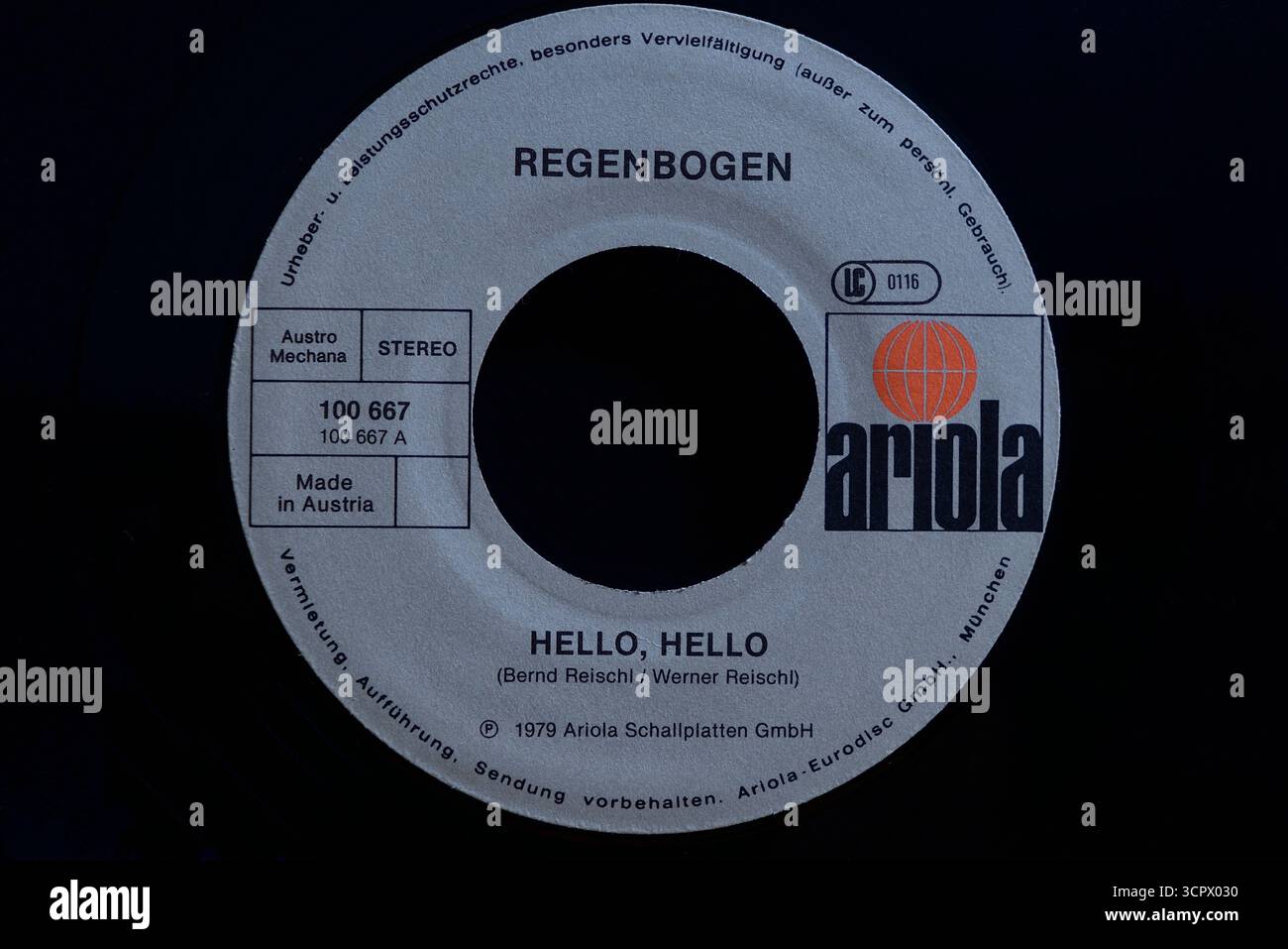 Vinitage Vinyl Singles 7″, Regenbogen, Hello Hello Hello, Ariola Records, 1979 Banque D'Images