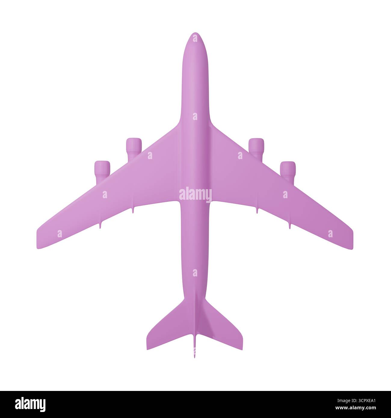 Avion-jouet pour passagers. Avion de plastique rose isolé sur fond blanc. illustration 3d. Banque D'Images