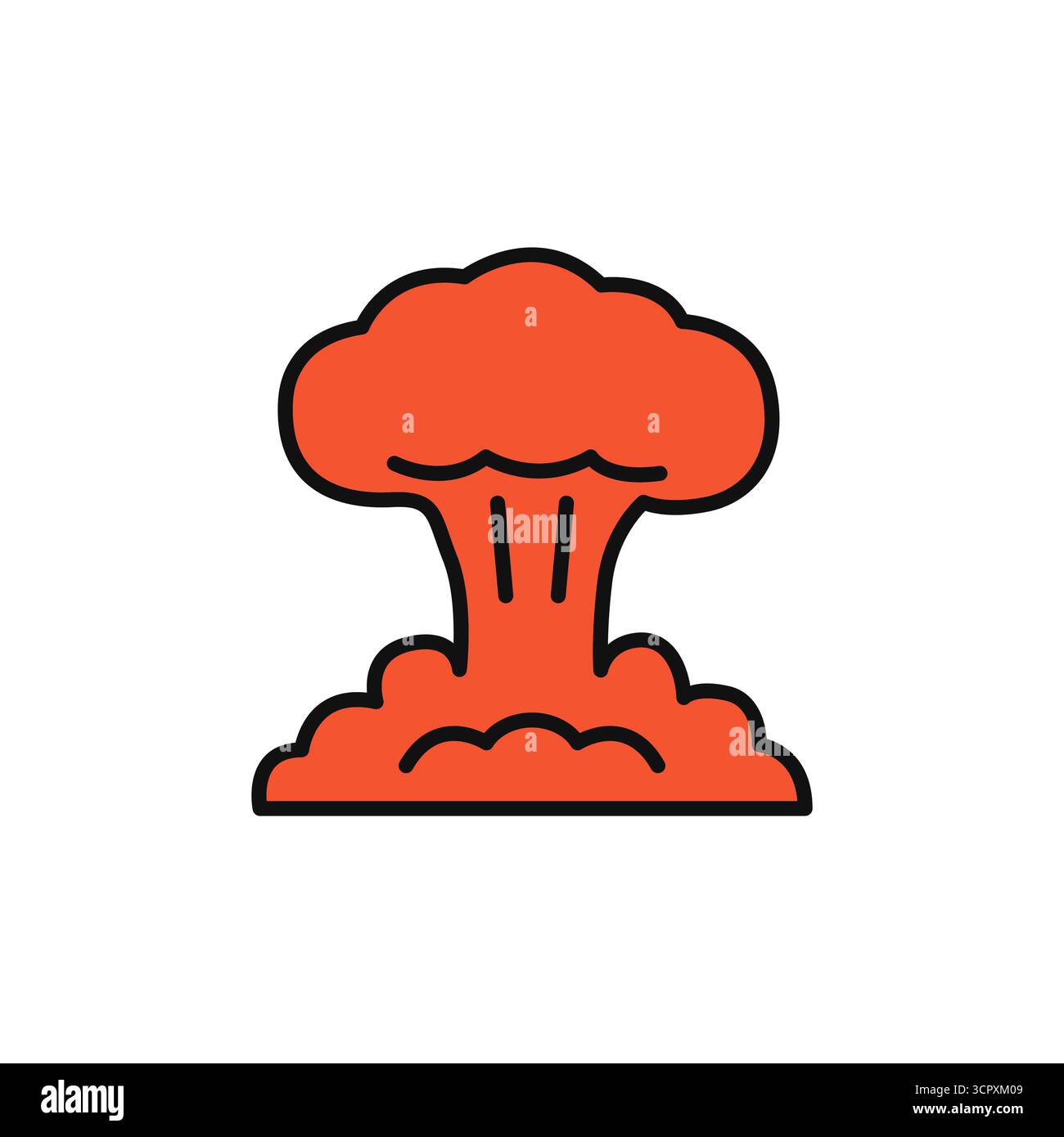 Icône d'une grande explosion de nuage de champignon orange, symbolisant des armes atomiques ou nucléaires, une destruction massive, ou puissante conséquence Illustration de Vecteur