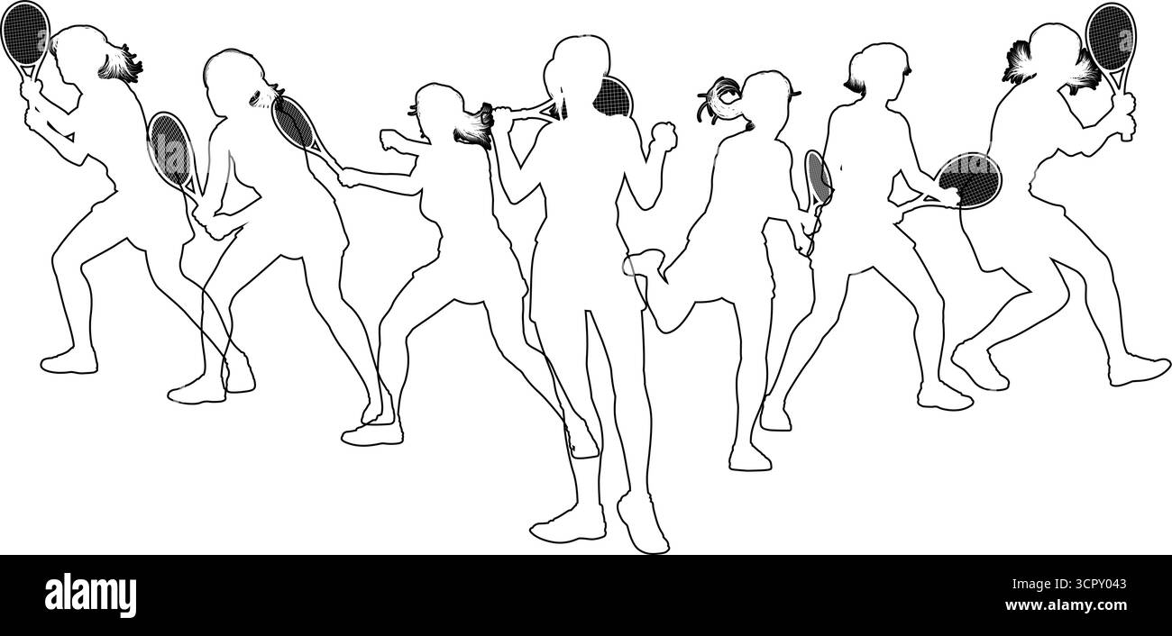 Silhouette tennis Players concept silhouettes Illustration de Vecteur